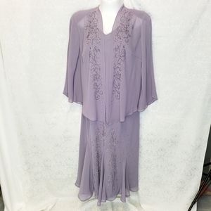R M Richards beautiful beaded lavender dress with sheer jacket 18 W